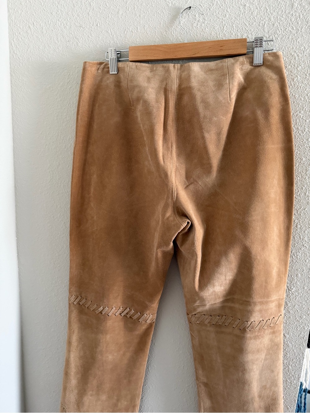 Women's Tan Suede Embroidered Jeans - Picture 8 of 13